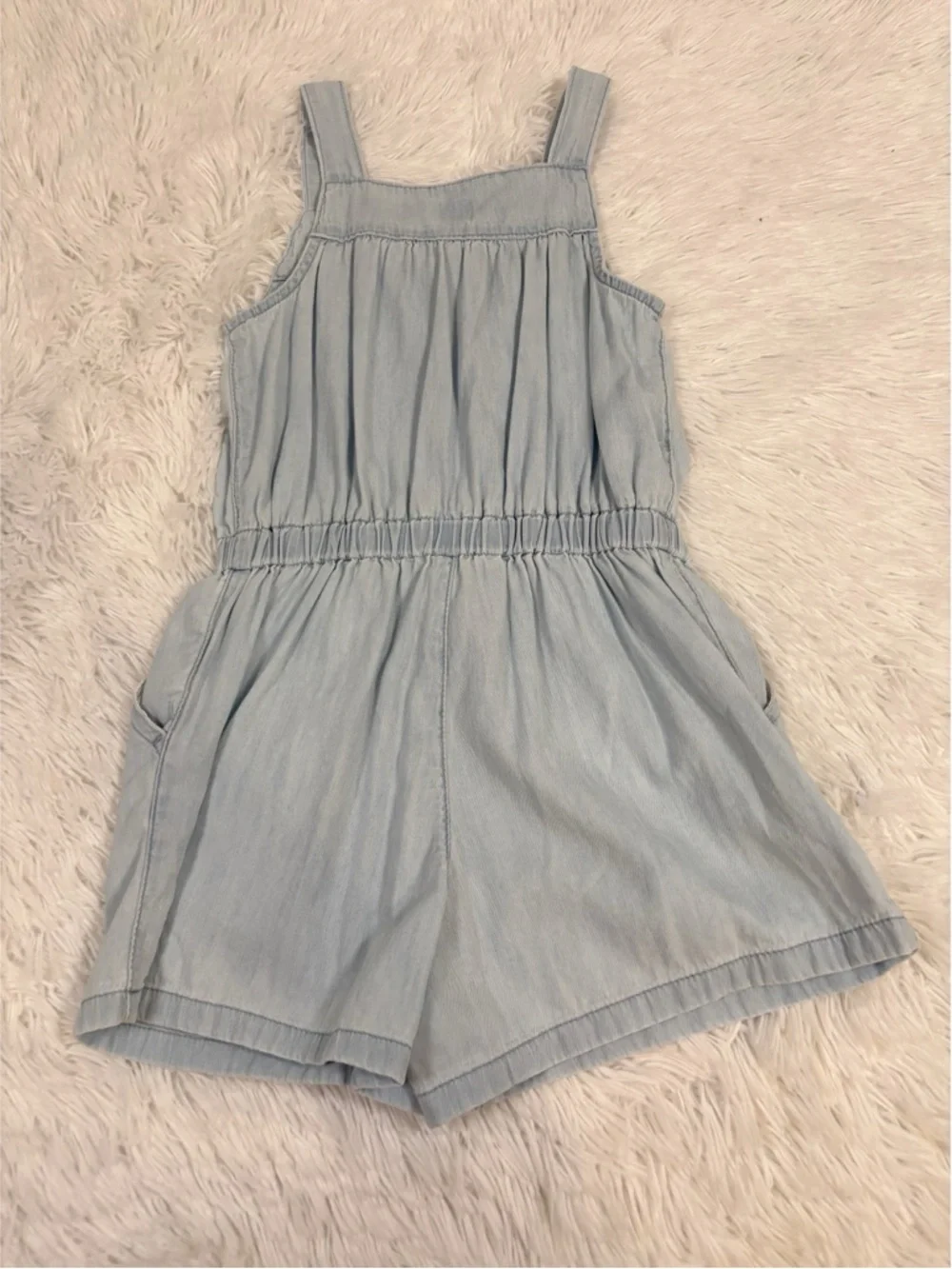 Gap girls sleeveless chambray Romper‎ with Button Front light blue